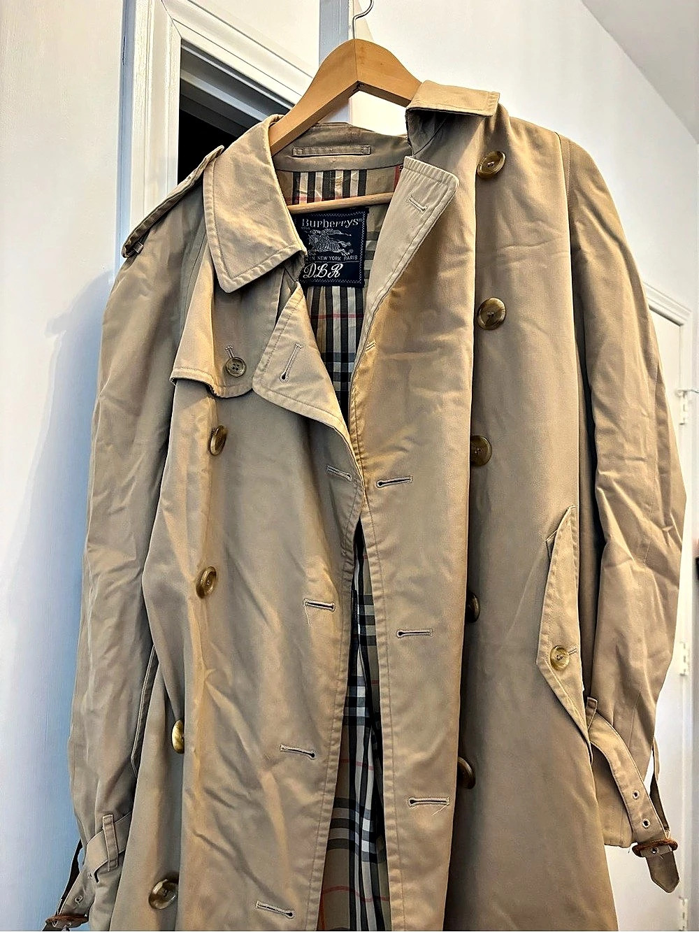Men’s Burberry Plaid Lined Beige Trench Coat
